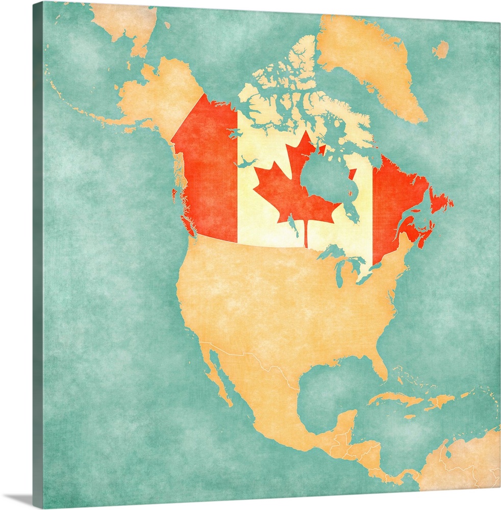 Map Of North America - Canada (Vintage Series)