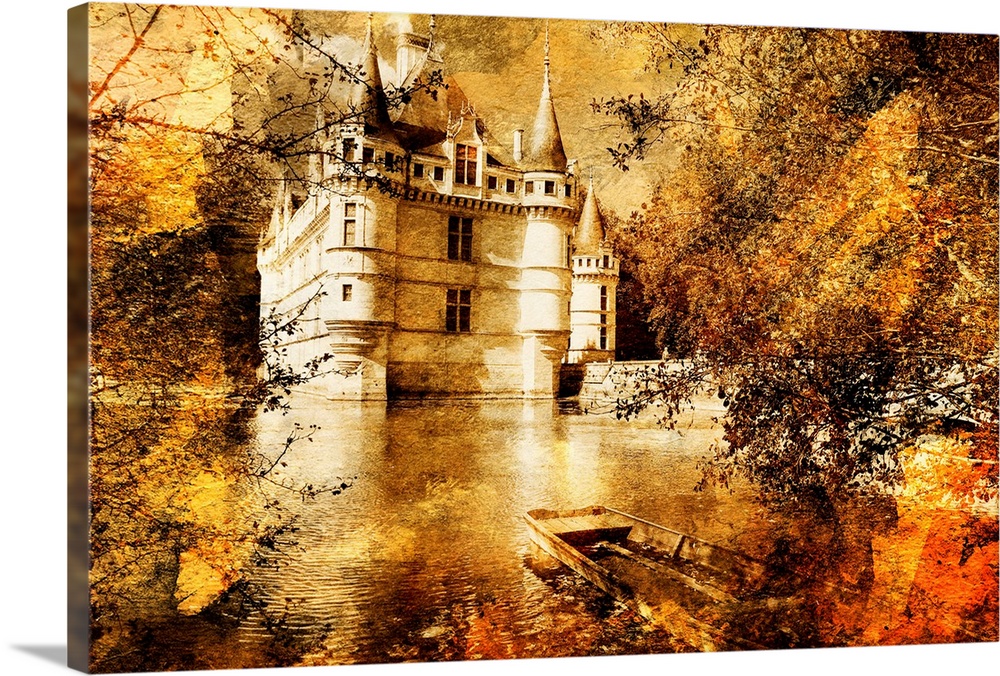azey-le-redeau  castle  - artwork in painting style
