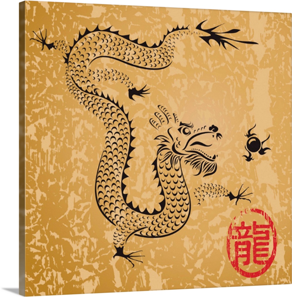 Ancient Chinese Dragon and texture background, vector illustration file with layers