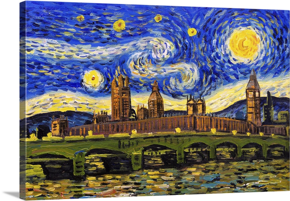 City View Of London With Starry Night Sky