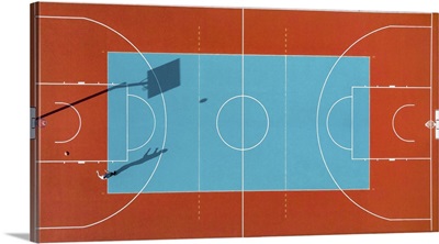 Creative Aerial View Over Basketball Outdoor Court