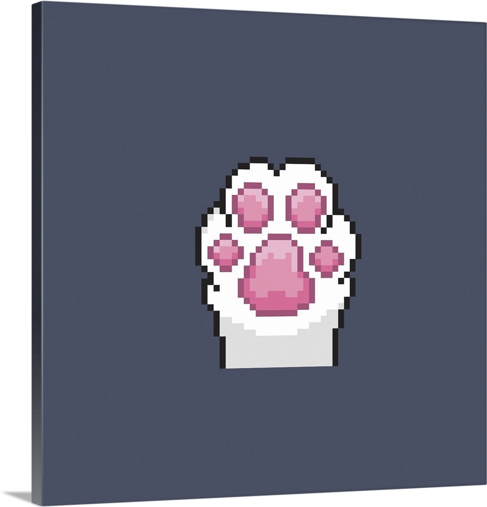 Cute white cat paw in a pixel style.