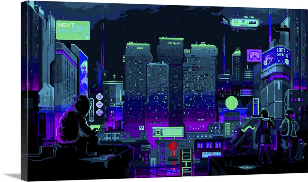 Captivating cyber pixel background scene.