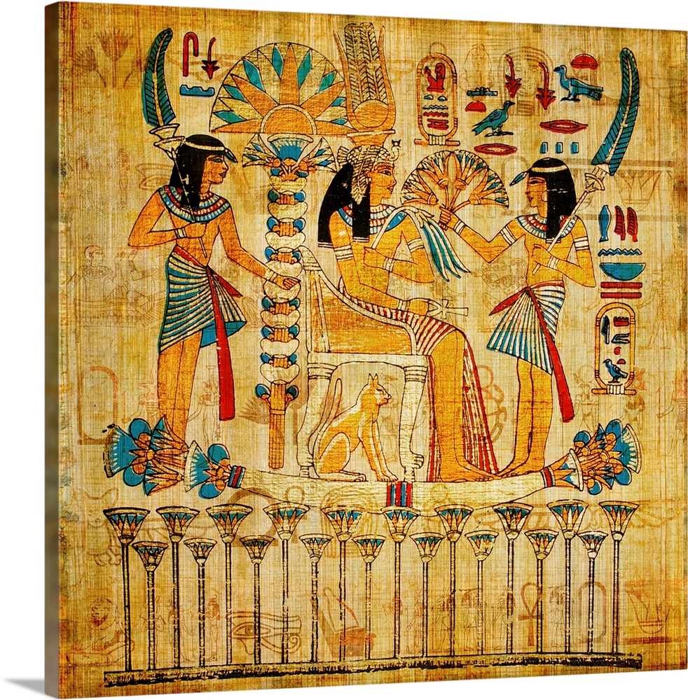 Canvas Old Egyptian Papyrus Decor Fine Home Wall Art Prints Colorful Print 2 13