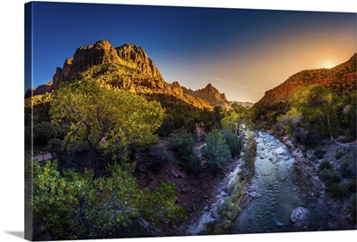 Fall Colors Of Zion National Park At Sunset