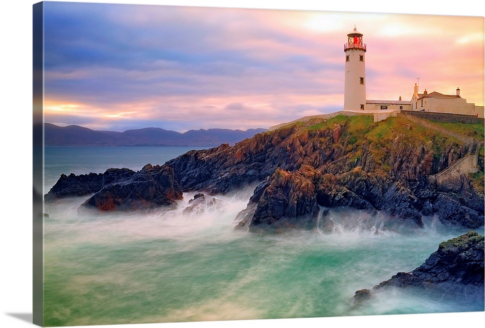 Fanad Lighthouse sits on cliffs above stormy bay Co. Donegal Ireland.