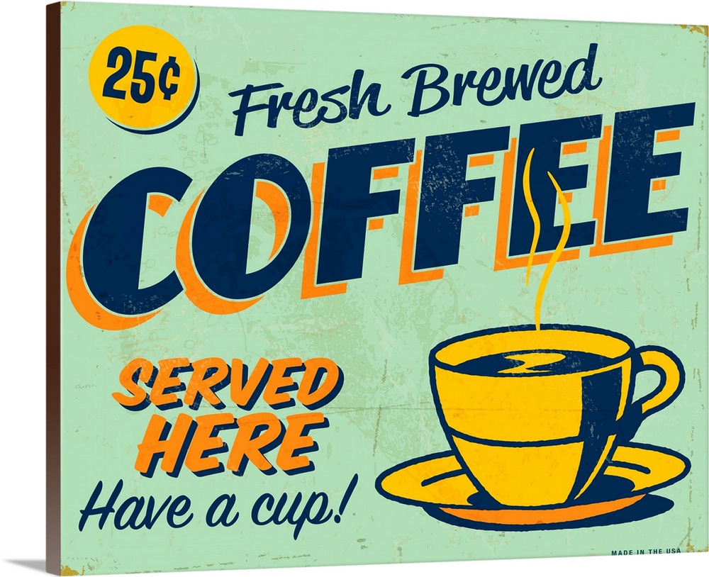 Vintage metal sign - Fresh Brewed Coffee - JPG Version