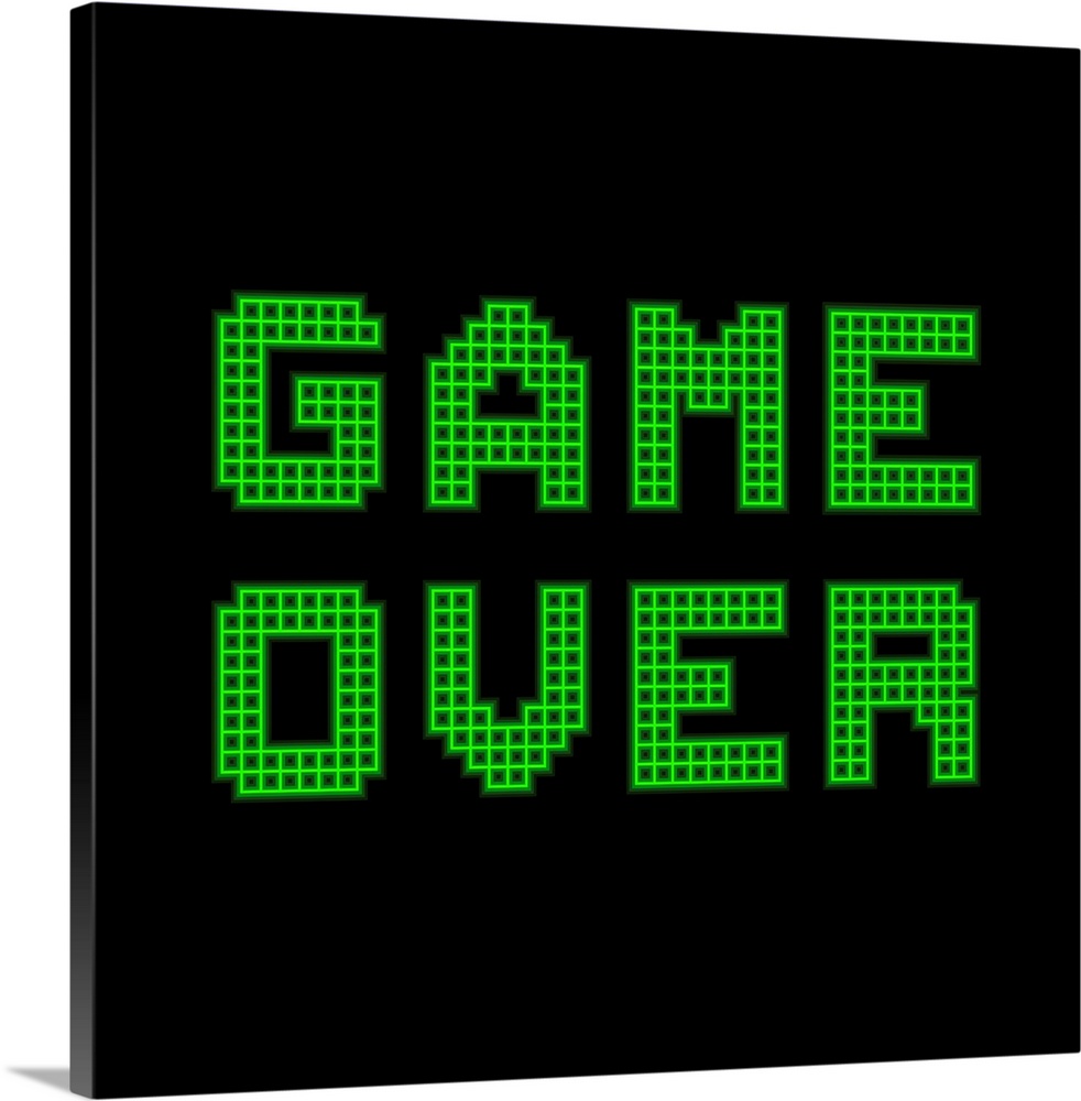 Game Over On A Green Grid Digital Display