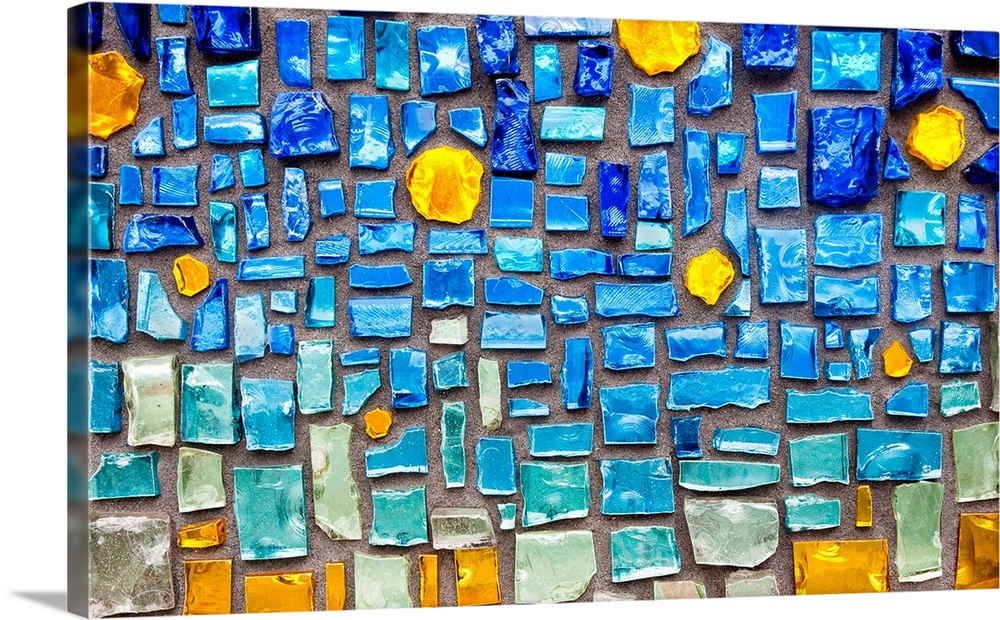 Glass mosaic using blue tones