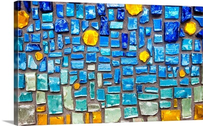 Glass mosaic using blue tones