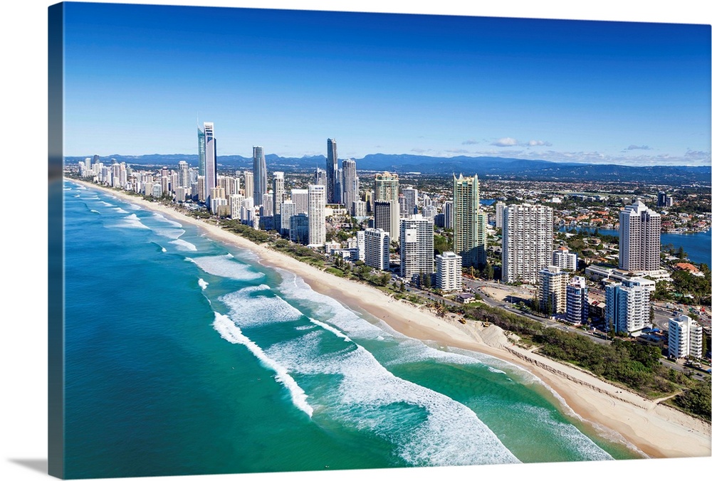 Large Gold coast  Australia Skyline Print Beach Queensland landscape 