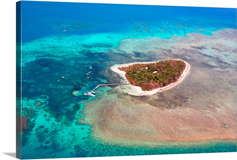 Green Island, Great Barrier Reef, Cairns Australia seen from above.