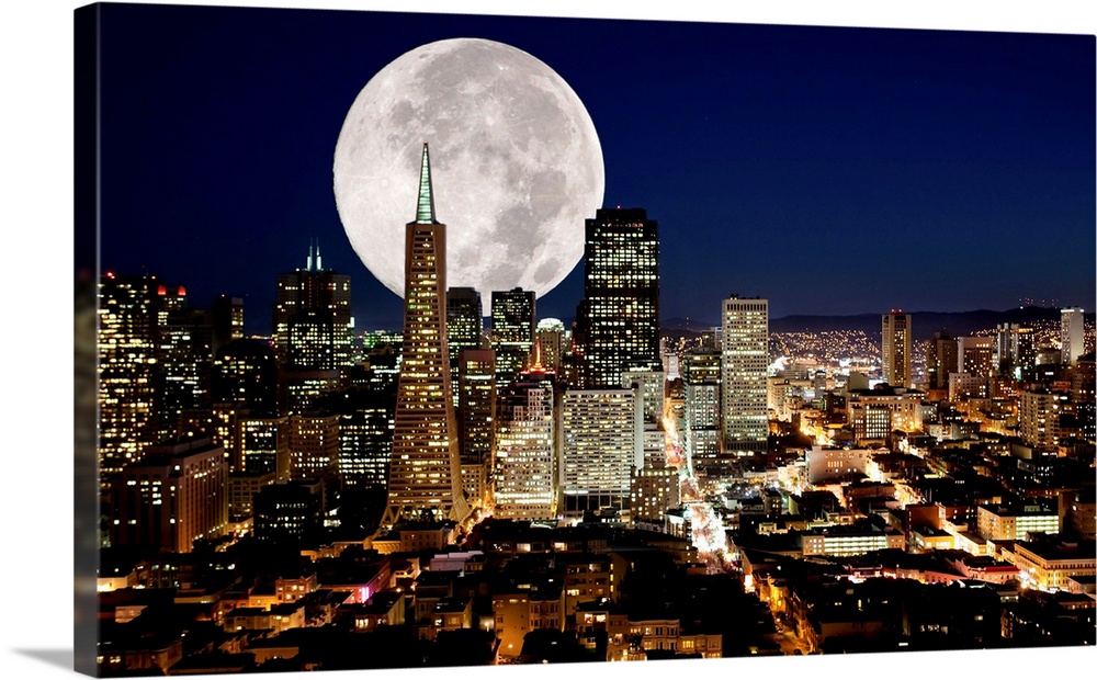 A full moon over San Francisco, California.
