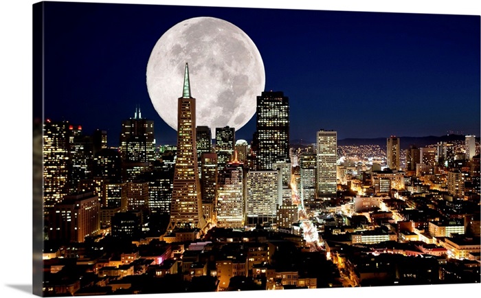 Huge Full Moon Over San Francisco Wall Art Canvas Prints Framed Prints Wall Peels Great Big Canvas