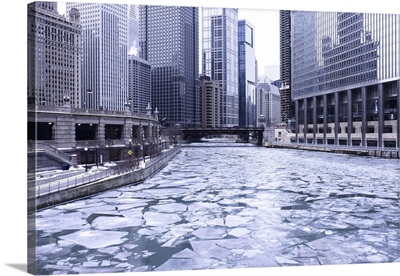 Ice Chunks Fill The Chicago River During Winter