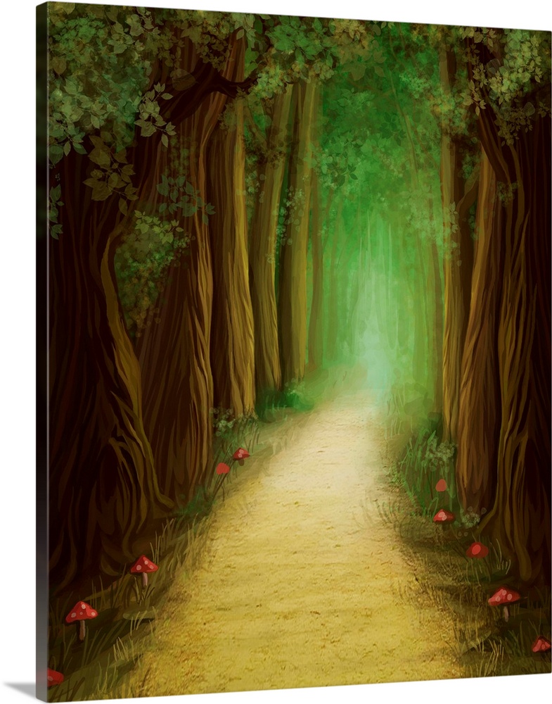 Magic Dark Forest Road, Digital Painting