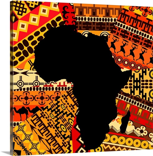 Map of Africa on Traditional Patterns | Great Big Canvas