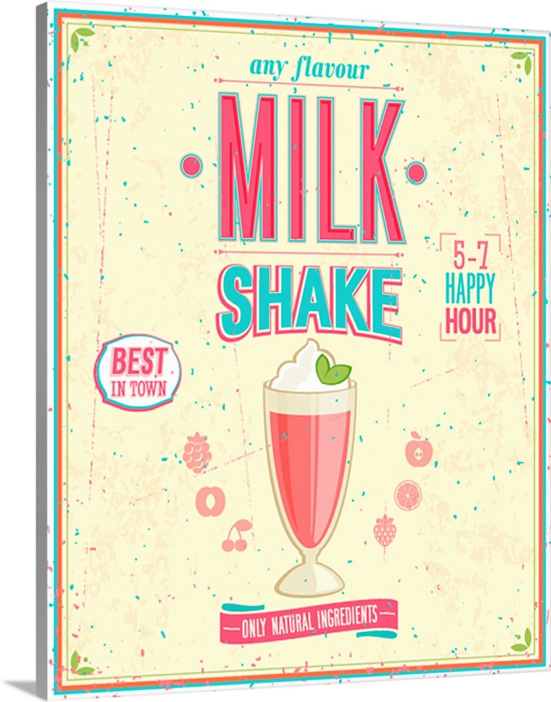 Vintage MilkShake Poster. Vector illustration.