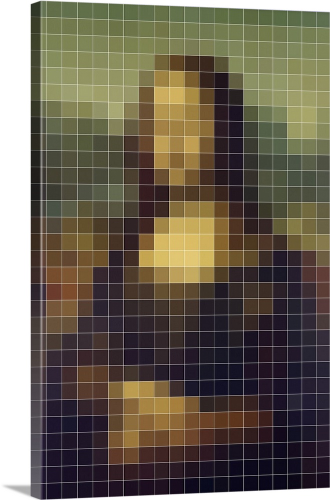 Mona lisa in a pixel style abstract.