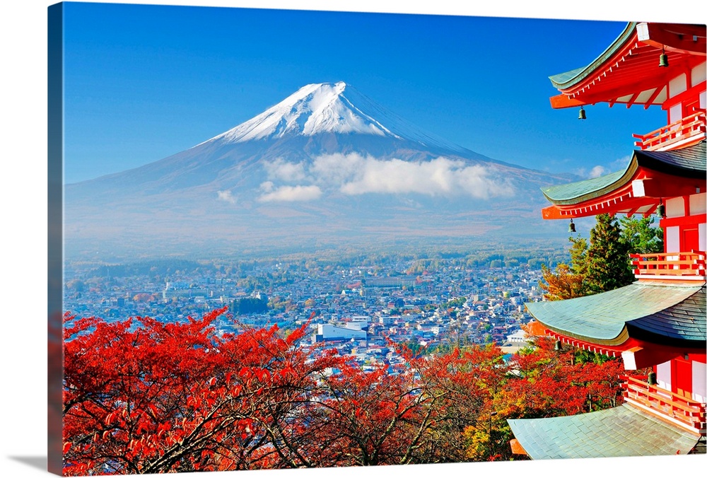 Mount Fuji Landscape Picture SINGLE CANVAS WALL ART Print 