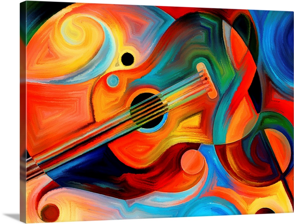 Abstract painting on the subject of music and rhythm.