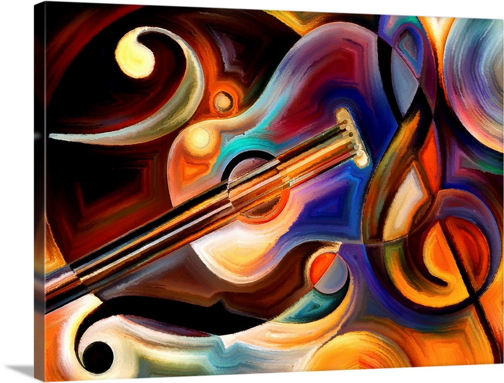 Abstract painting on the subject of music and rhythm.