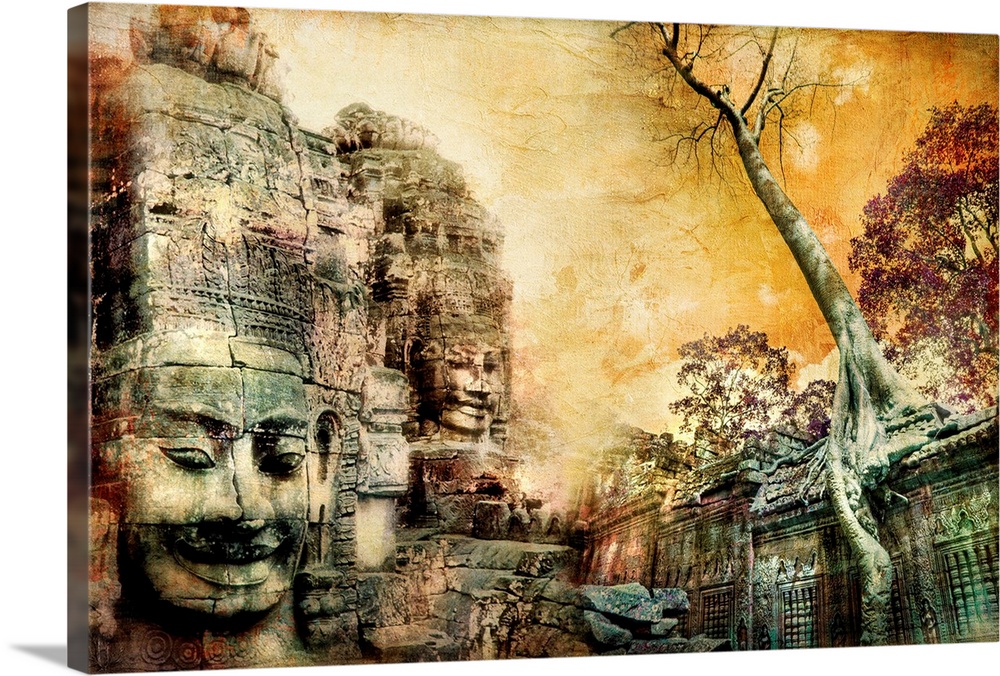 mysterious temples of ancient civilisation - artwork in painting style (from my cambodian series)