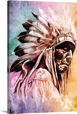 Native American, Multicolor Portrait