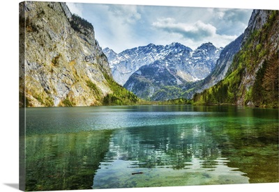 Obersee Mountain Lake In Alps, Bavaria, Germany