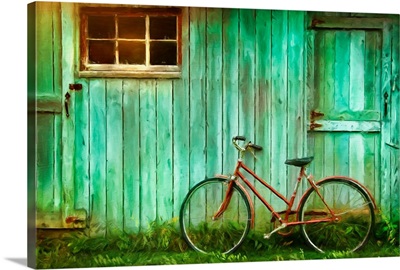 Old Bicycle Against a Barn