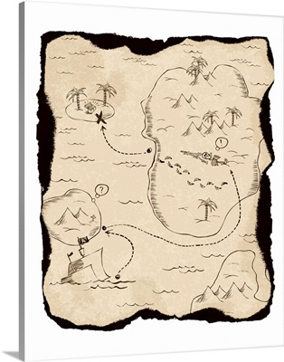 Old treasure map with burned edges