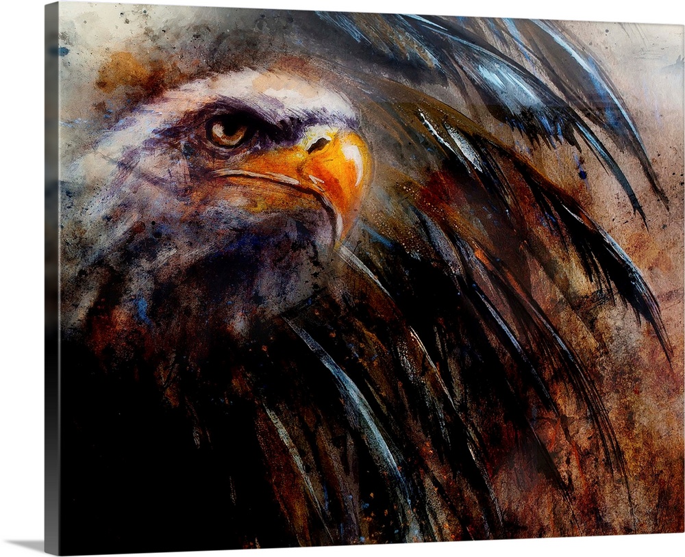 Painting of an Eagle on an Abstract Background.