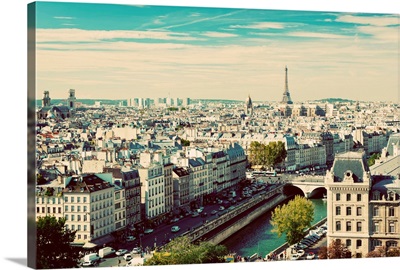Paris panorama, France. View on Eiffel Tower and Seine river