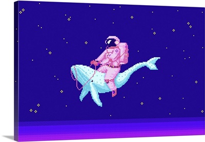 Pixel Astronaut On A Whale