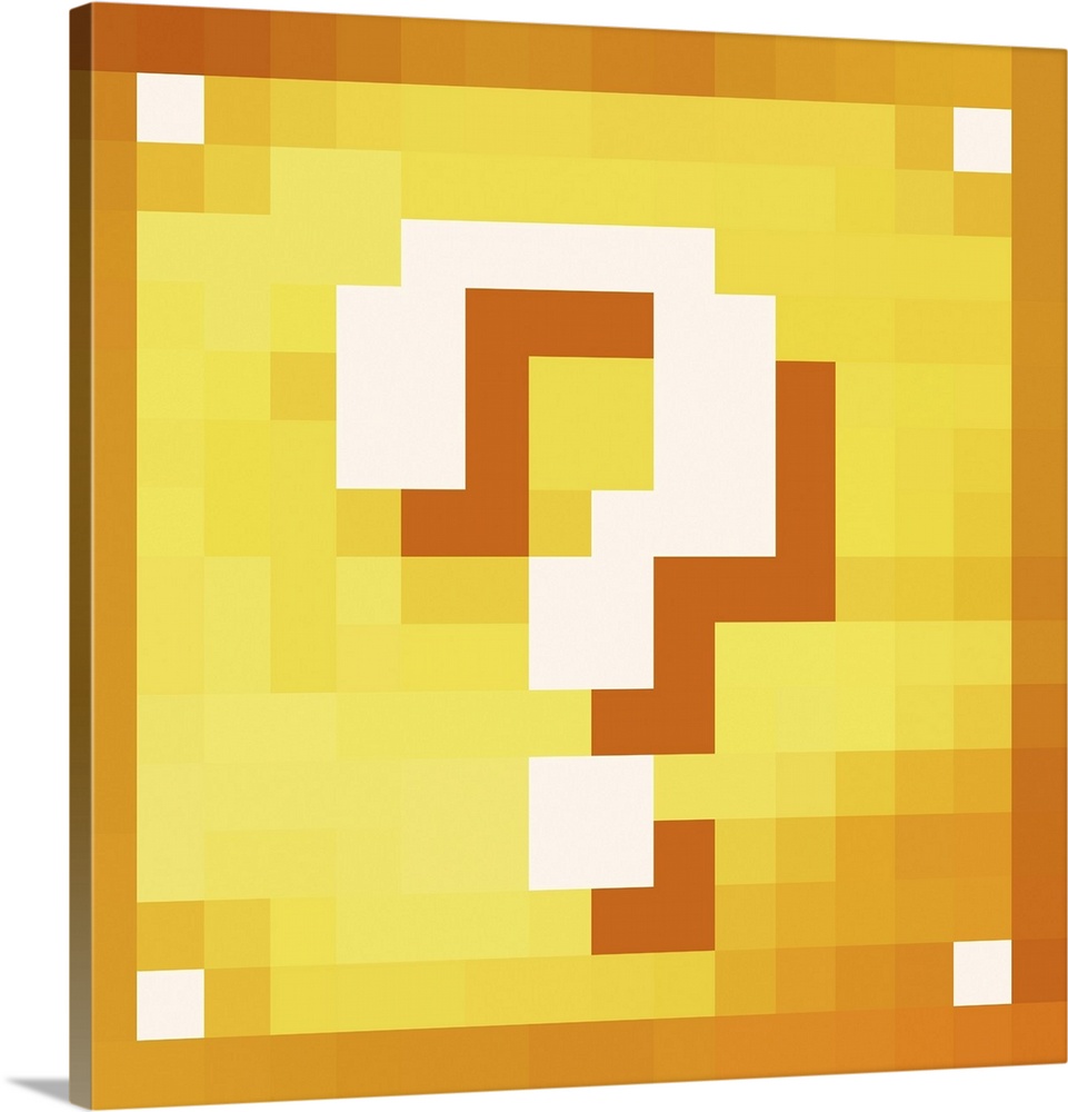 Lucky block. Color pixel box with question mark. Originally a vector illustration.