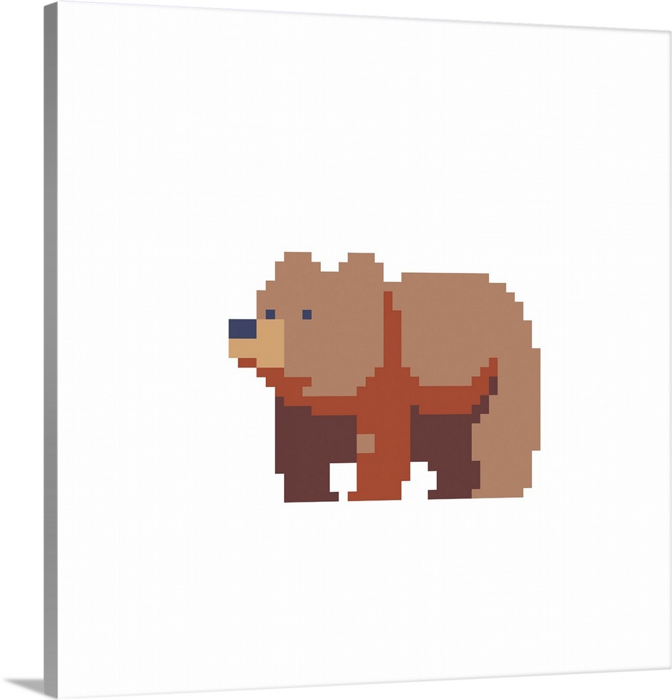 Brown bear character. 8-bit icon. Originally a vector illustration.