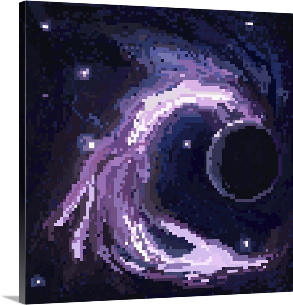 Pixel cosmic area with lightning and planets. Originally an illustration.