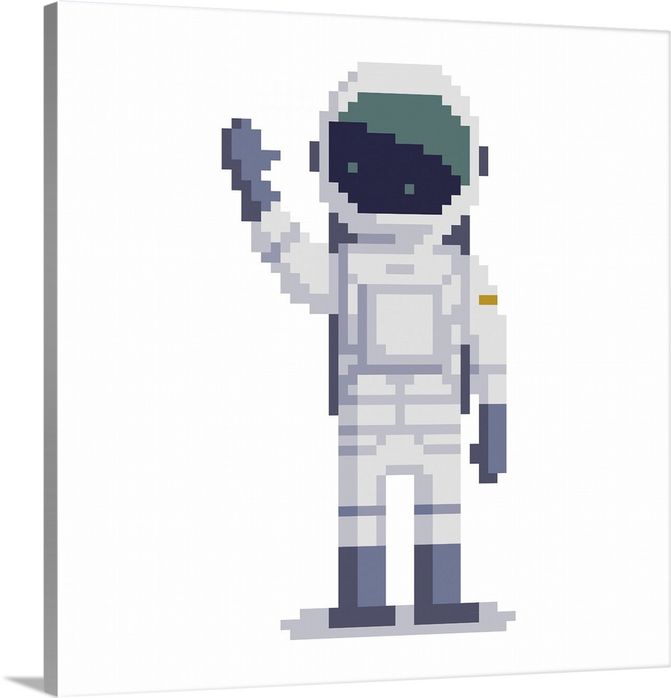 Cosmonaut isolated on white background. Astronaut pixel illustration. Spaceman character.