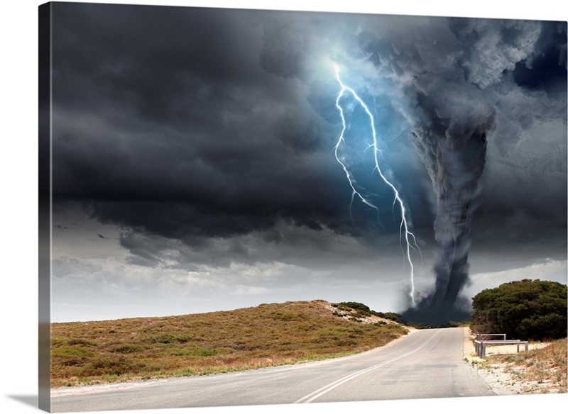 Powerful tornado and lightning above countryside road Wall Art, Canvas  Prints, Framed Prints, Wall Peels Great Big Canvas