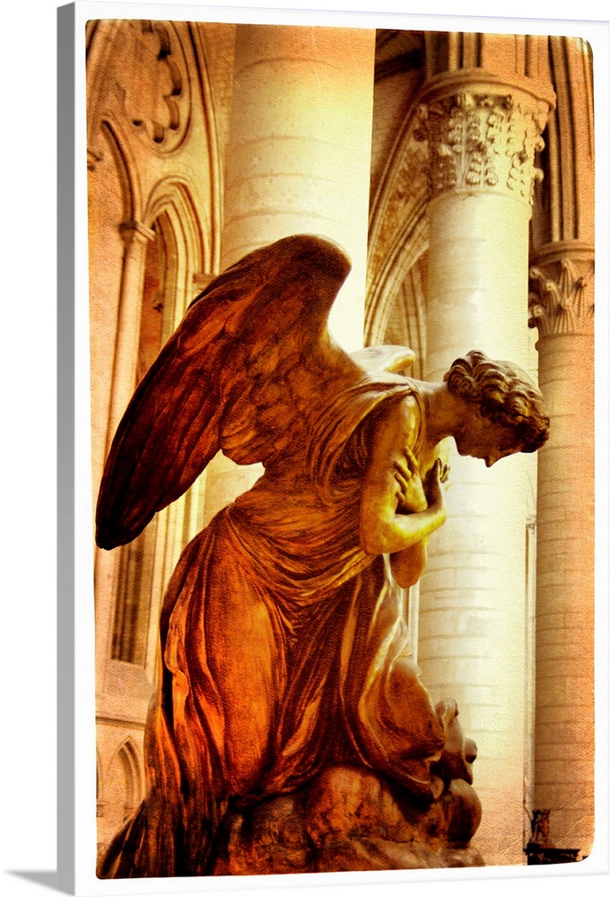 praying angel -  artistic picture in retro style