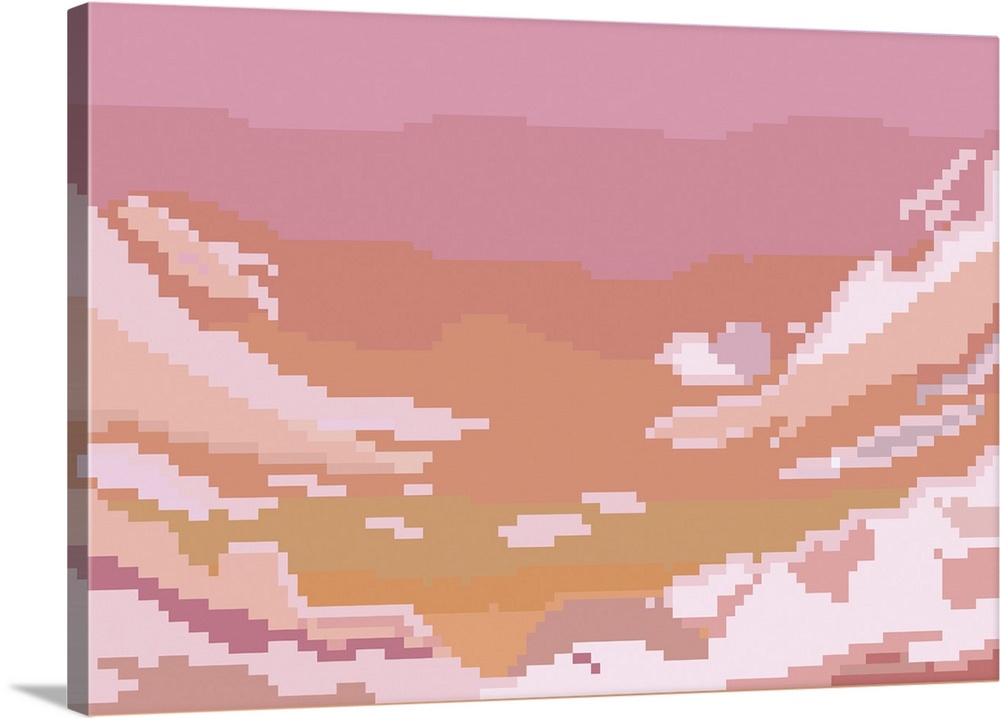 Red cloud view in a pixel art style.