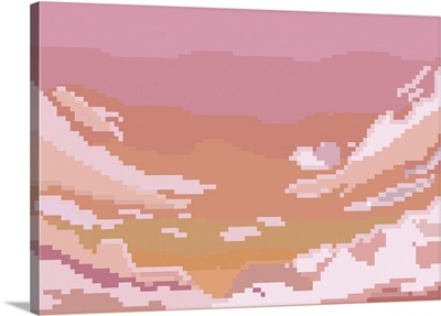 Red Cloud View In Pixel Art Style