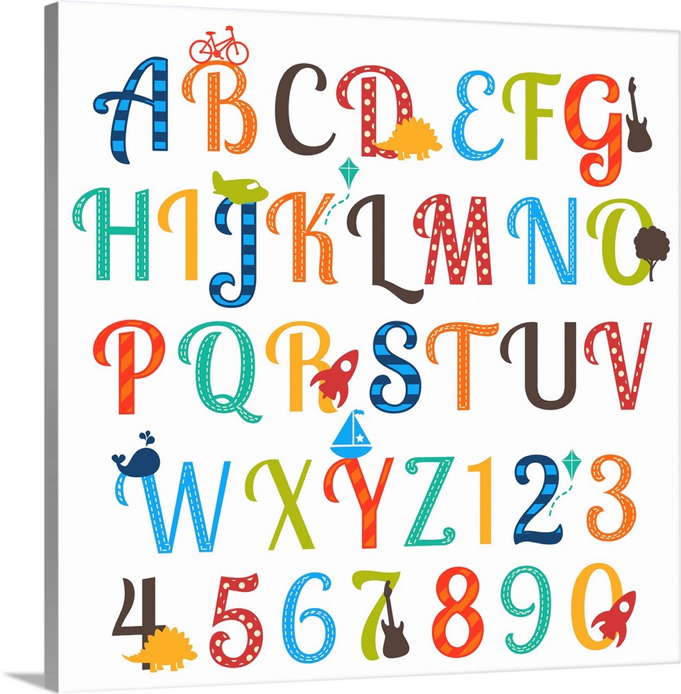 Cute Retro Style Boy Themed Vector Alphabet Set