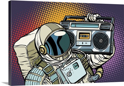 Retro Pop Art Astronaut With Boombox
