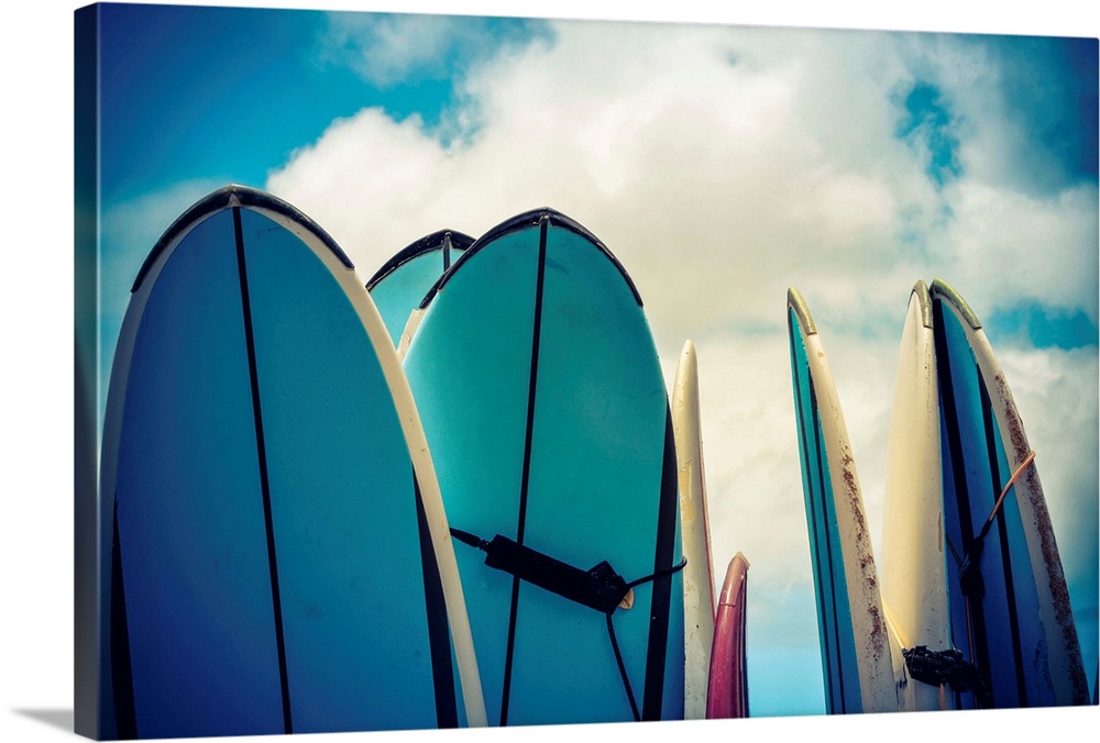 Retro Style Vintage Surf Boards In Hawaii.