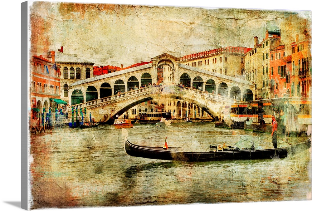 amazing Venice,Rialto bridge - artwork in painting style