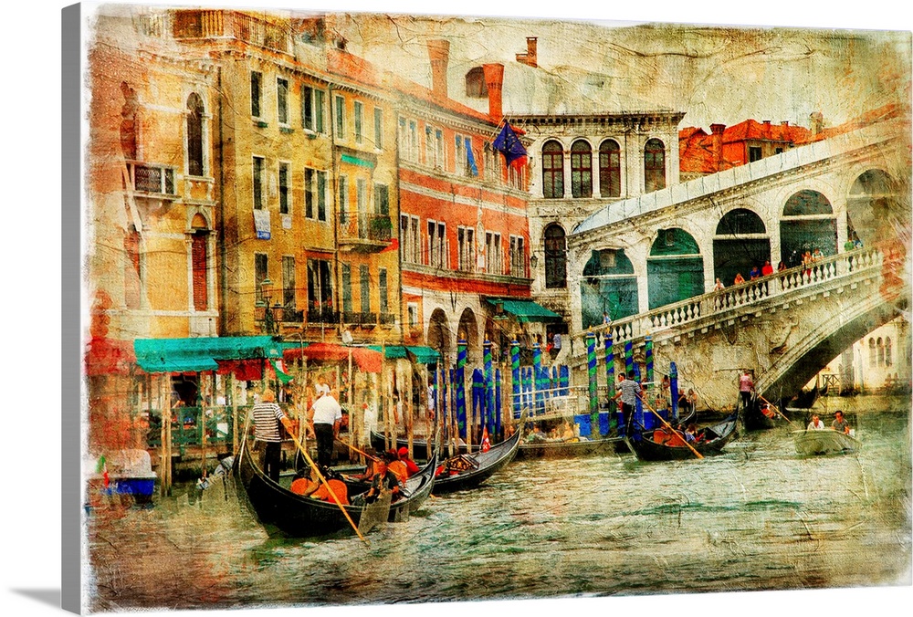 amazing Venice, Rialto bridge - artwork in painting style