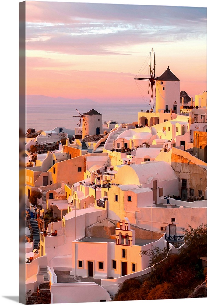 Oia Santorini Greece famous with romantic and beautiful sunsets.