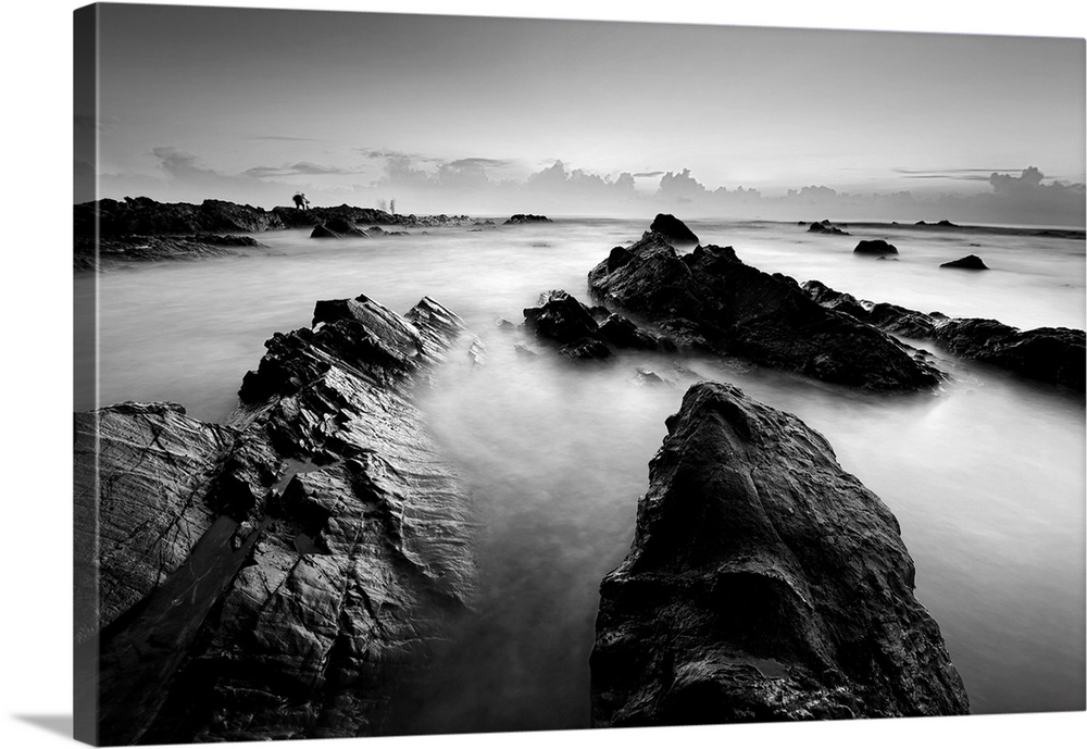 Long exposure seascape in black and white.