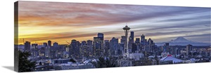 Seattle Skyline And Mt Rainier As Seen From Kerry Park At Sunrise image thumbnail